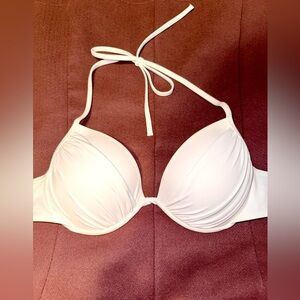 NEW, Never Worn White Halter Push Up Underwire Bikini Top 36B Cupshe